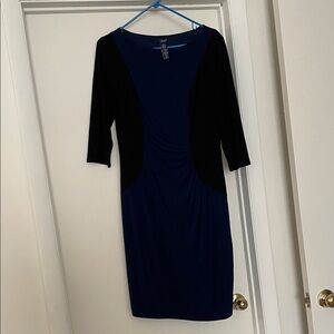 Chaps Black and Blue Long Sleeve Dress